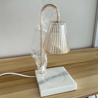 Simple Glass Barrel Shade Stone Base Candle Table Lamp Zawala Image - 17