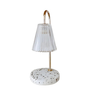 Simple Glass Barrel Shade Stone Base Candle Table Lamp Zawala Image - 19