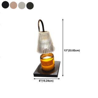 Simple Glass Barrel Shade Stone Base Candle Table Lamp Zawala Image - 21