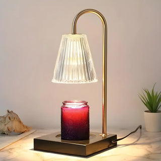 Simple Glass Barrel Shade Stone Base Candle Table Lamp Zawala Image - 3