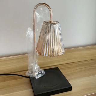 Simple Glass Barrel Shade Stone Base Candle Table Lamp Zawala Image - 7