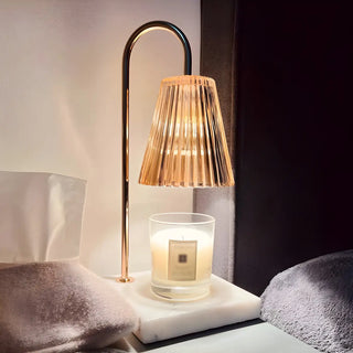 Simple Glass Barrel Shade Stone Base Candle Table Lamp Zawala Image - 8
