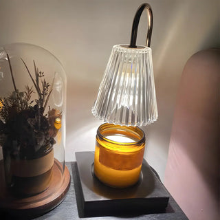 Simple Glass Barrel Shade Stone Base Candle Table Lamp Zawala Image - 9