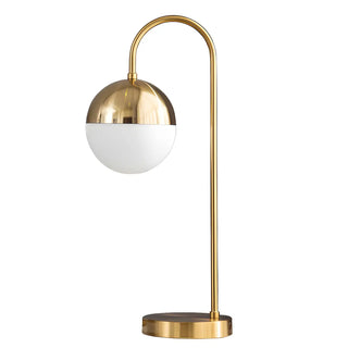Simple Gold Gooseneck White Glass Shade Table Lamp Zawala Image - 14