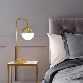 Simple Gold Gooseneck White Glass Shade Table Lamp Zawala Image - 3