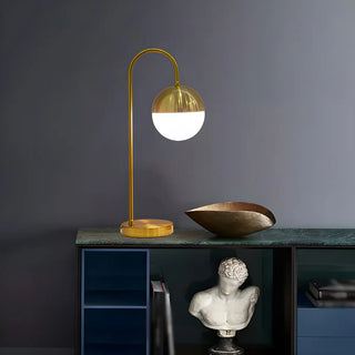Simple Gold Gooseneck White Glass Shade Table Lamp Zawala Image - 4
