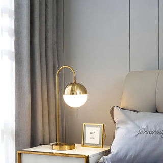 Simple Gold Gooseneck White Glass Shade Table Lamp Zawala Image - 7