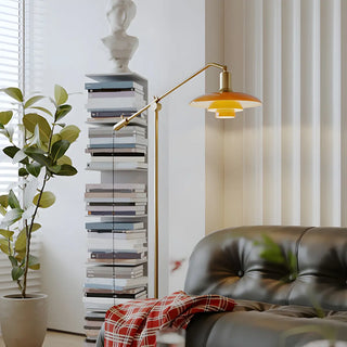 Adjustable Industrial Yellow Tiered Cone Floor Lamp Zawala Image - 1