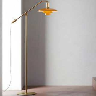 Adjustable Industrial Yellow Tiered Cone Floor Lamp Zawala Image - 2