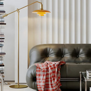 Adjustable Industrial Yellow Tiered Cone Floor Lamp Zawala Image - 3