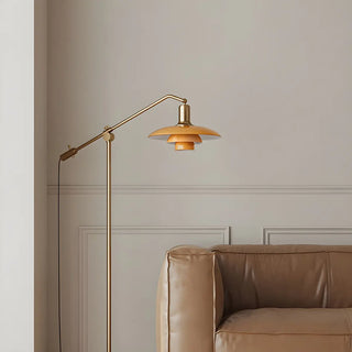 Adjustable Industrial Yellow Tiered Cone Floor Lamp Zawala Image - 4