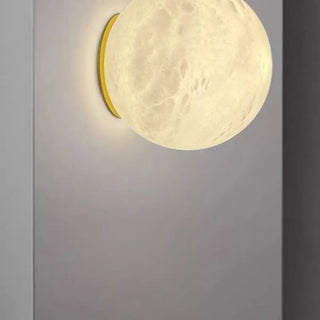 Art Deco Gold Base White Alabaster Moon Wall Sconce Zawala Image - 12