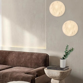 Art Deco Gold Base White Alabaster Moon Wall Sconce Zawala Image - 3