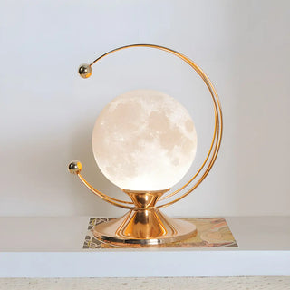 Modern Globe Metal Desk Lamp in Gold Finish Zawala Image - 7