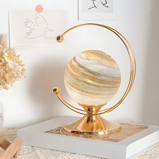 Modern Globe Metal Desk Lamp in Gold Finish Zawala Image - 2
