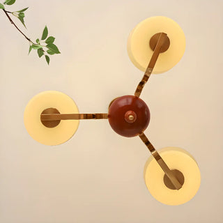 ZOWALA - Mid-Century Brass Gold Large Round White Glass Chandelier Image - 3
