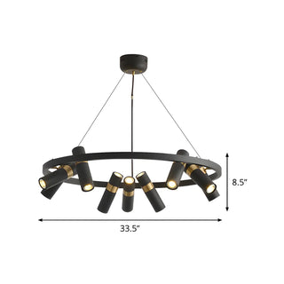ZOWALA - Modern Gold Black Cluster Cylinder Circle Chandelier Image - 10