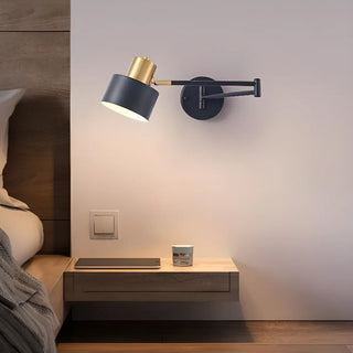 Adjustable Gold Metal LED Swing Arm Wall Light Zawala Image - 1