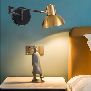 Adjustable Gold Metal LED Swing Arm Wall Light Zawala Image - 2