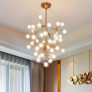ZOWALA - Modern Gold Branching Clear Glass Orb Chandelier