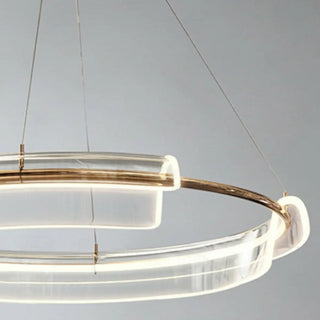 Gold Circle Clear Acrylic LED Living Room Chandelier Image - 10