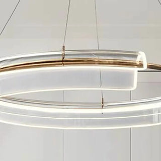 Gold Circle Clear Acrylic LED Living Room Chandelier Image - 12