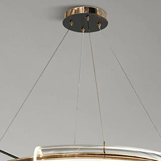 Gold Circle Clear Acrylic LED Living Room Chandelier Image - 14
