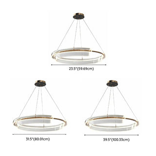 Gold Circle Clear Acrylic LED Living Room Chandelier #size