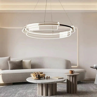 Gold Circle Clear Acrylic LED Living Room Chandelier Image - 2