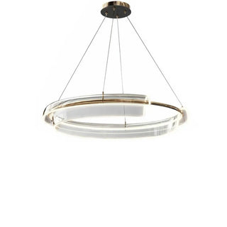 Gold Circle Clear Acrylic LED Living Room Chandelier Image - 7