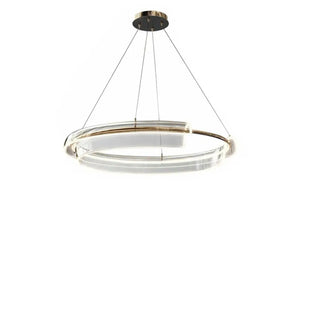 Gold Circle Clear Acrylic LED Living Room Chandelier Image - 8
