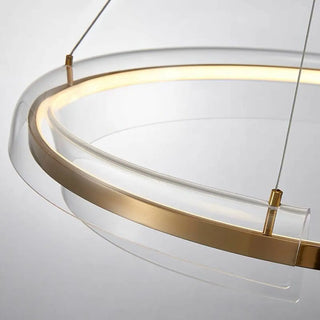 Gold Circle Clear Acrylic LED Living Room Chandelier Image - 9