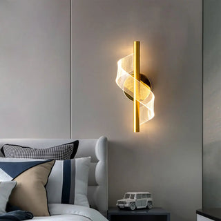 Stylish Spiral LED Design Gold Bedside Wall Sconce Zawala Image - 3