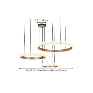 ZOWALA - Modern Gold Clear Acrylic Ring LED Chandelier Image - 13
