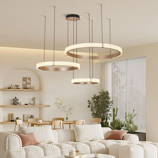 ZOWALA - Modern Gold Clear Acrylic Ring LED Chandelier Image - 1