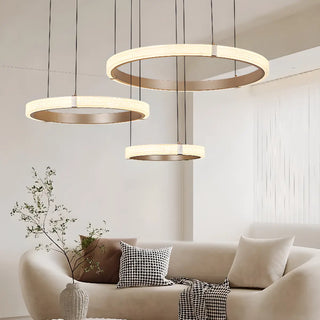 ZOWALA - Modern Gold Clear Acrylic Ring LED Chandelier Image - 2