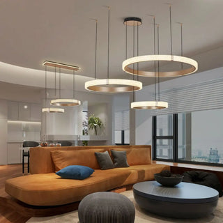 ZOWALA - Modern Gold Clear Acrylic Ring LED Chandelier Image - 3