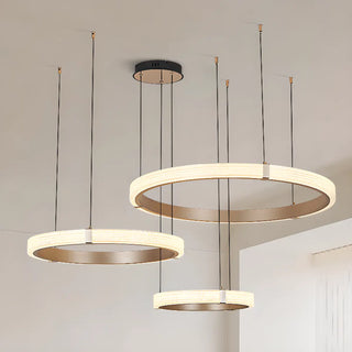 ZOWALA - Modern Gold Clear Acrylic Ring LED Chandelier Image - 4