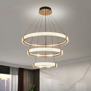 ZOWALA - Modern Gold Clear Acrylic Ring LED Chandelier Image - 5