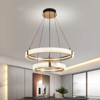 ZOWALA - Modern Gold Clear Acrylic Ring LED Chandelier Image - 6
