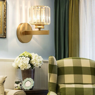 Crystal Cylinder Metal Wall Sconce
