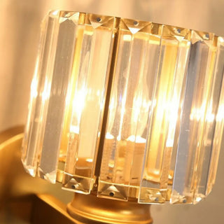 Elegant Gold Crystal Cylinder Metal Wall Sconce Zawala Image - 10
