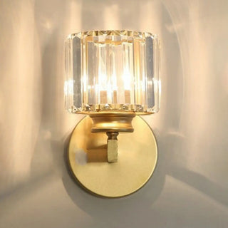 Elegant Gold Crystal Cylinder Metal Wall Sconce Zawala Image - 13