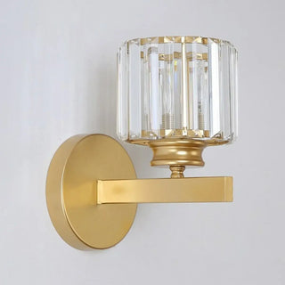 Elegant Gold Crystal Cylinder Metal Wall Sconce Zawala Image - 14