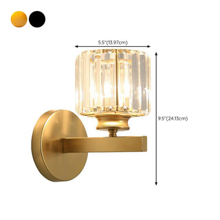 Elegant Gold Crystal Cylinder Metal Wall Sconce Zawala #size