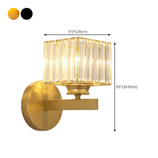 Elegant Gold Crystal Cylinder Metal Wall Sconce Zawala Image - 17