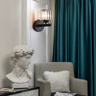 Elegant Gold Crystal Cylinder Metal Wall Sconce Zawala Image - 3