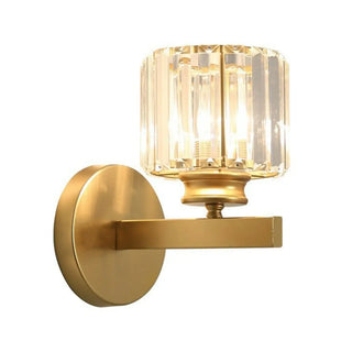 Elegant Gold Crystal Cylinder Metal Wall Sconce Zawala Image - 5