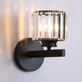 Elegant Gold Crystal Cylinder Metal Wall Sconce Zawala Image - 6