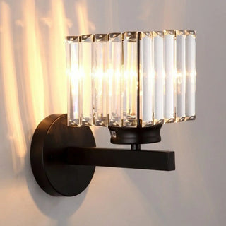 Elegant Gold Crystal Cylinder Metal Wall Sconce Zawala Image - 8